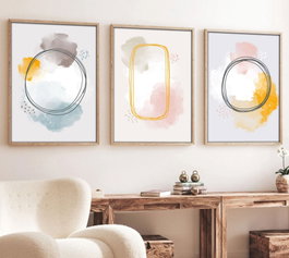 Wallity Huhu125 Pintura Decorativa en MDF con Marco (3 Piezas) 50 x 70 cm